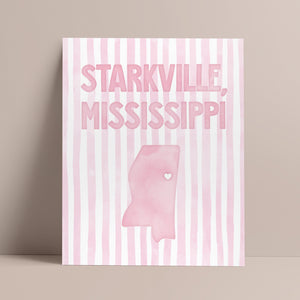 Starkville, Mississippi Pink Pastel Poster