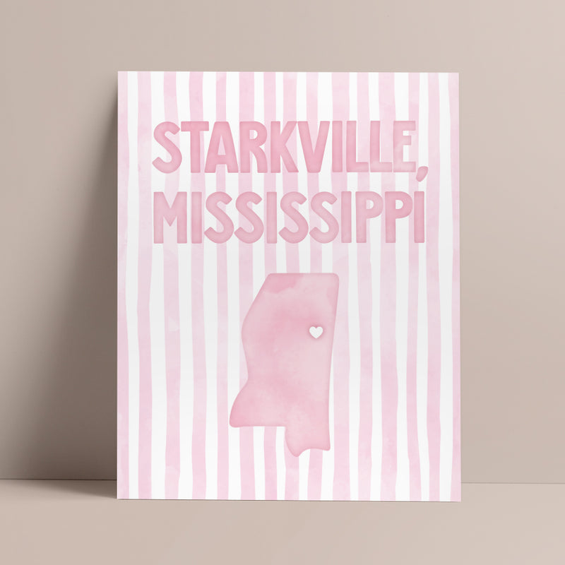 Starkville, Mississippi Pink Pastel Poster