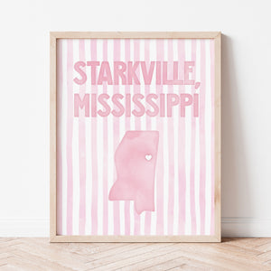 Starkville, Mississippi Pink Pastel Poster