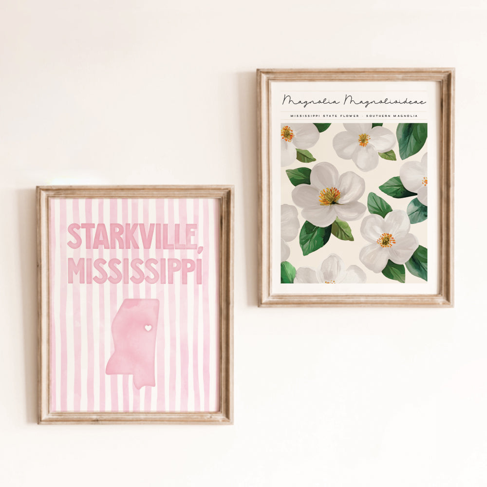 Starkville, Mississippi Pink Pastel Poster
