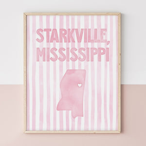 Starkville, Mississippi Pink Pastel Poster