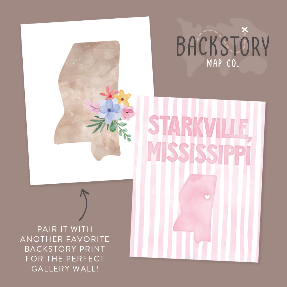 Starkville, Mississippi Pink Pastel Poster