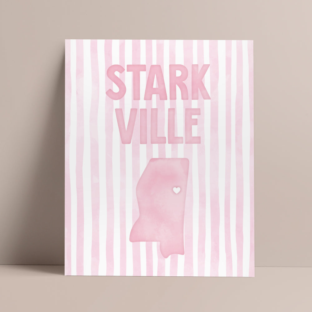 Starkville, Mississippi Pink Pastel Poster