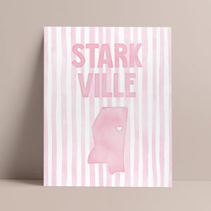 Starkville, Mississippi Pink Pastel Poster