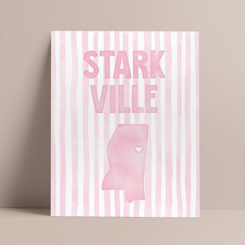 Starkville, Mississippi Pink Pastel Poster