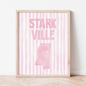 Starkville, Mississippi Pink Pastel Poster