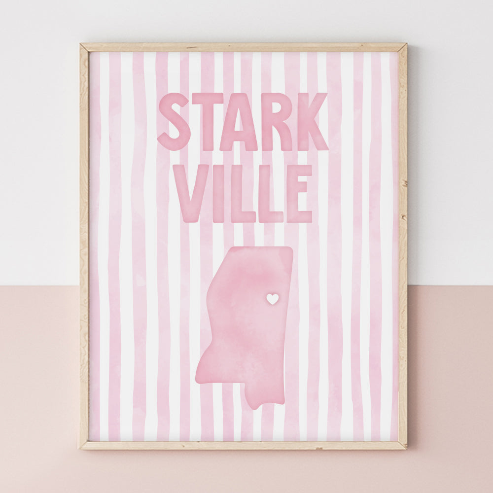 Starkville, Mississippi Pink Pastel Poster