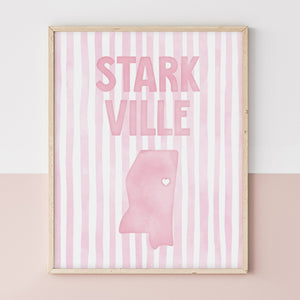 Starkville, Mississippi Pink Pastel Poster