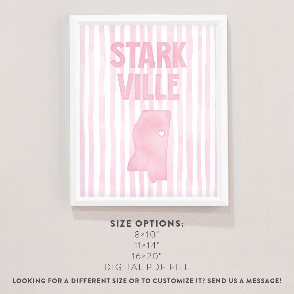 Starkville, Mississippi Pink Pastel Poster