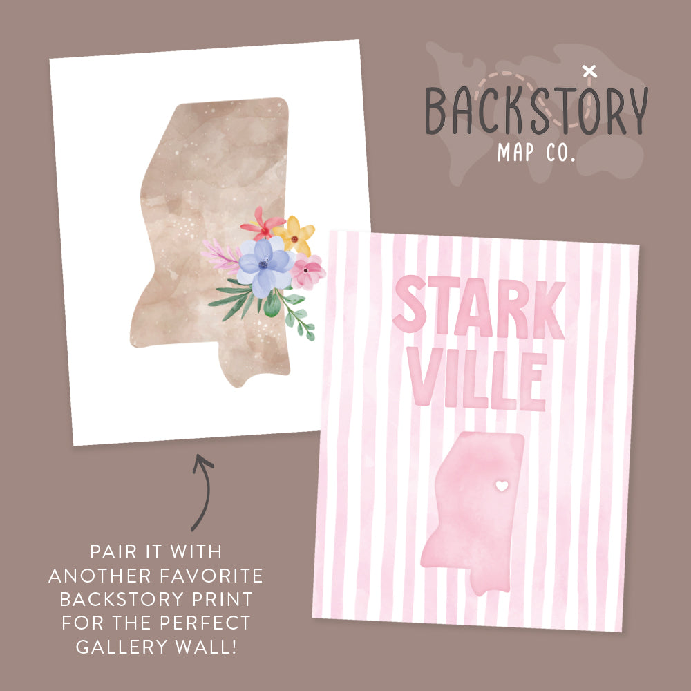 Starkville, Mississippi Pink Pastel Poster