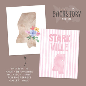 Starkville, Mississippi Pink Pastel Poster