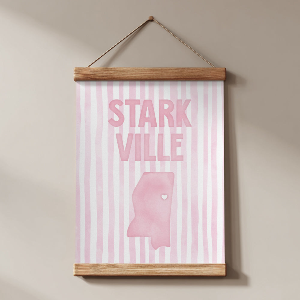 Starkville, Mississippi Pink Pastel Poster