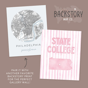 State College, Pennsylvania Pink Pastel Poster