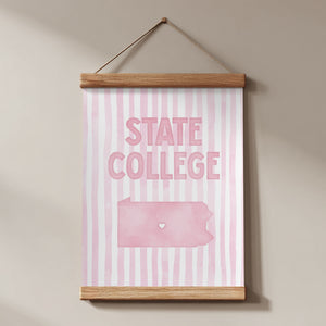 State College, Pennsylvania Pink Pastel Poster