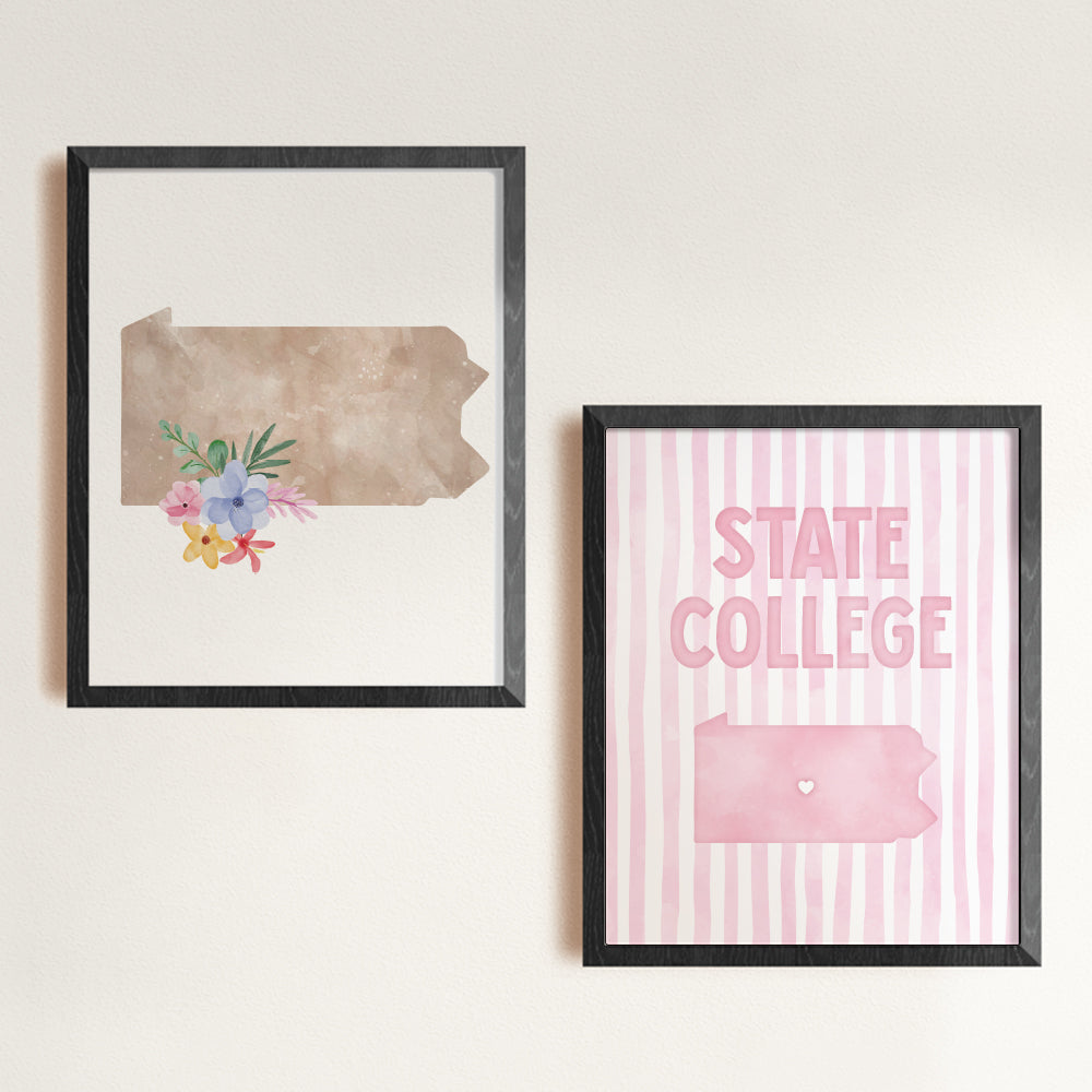 State College, Pennsylvania Pink Pastel Poster