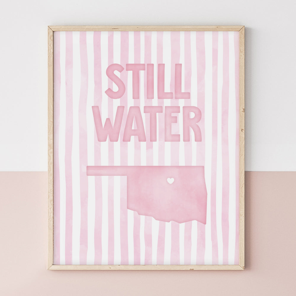 Stillwater Oklahoma Poster · Stillwater Oklahoma Pink Pastel Wall Art