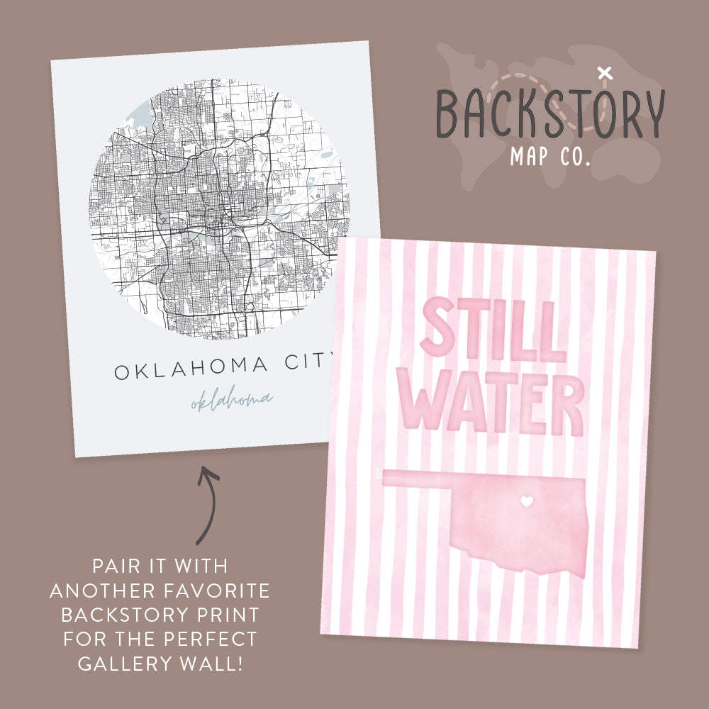 Stillwater Oklahoma Poster · Stillwater Oklahoma Pink Pastel Wall Art