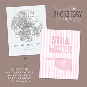 Stillwater Oklahoma Poster · Stillwater Oklahoma Pink Pastel Wall Art