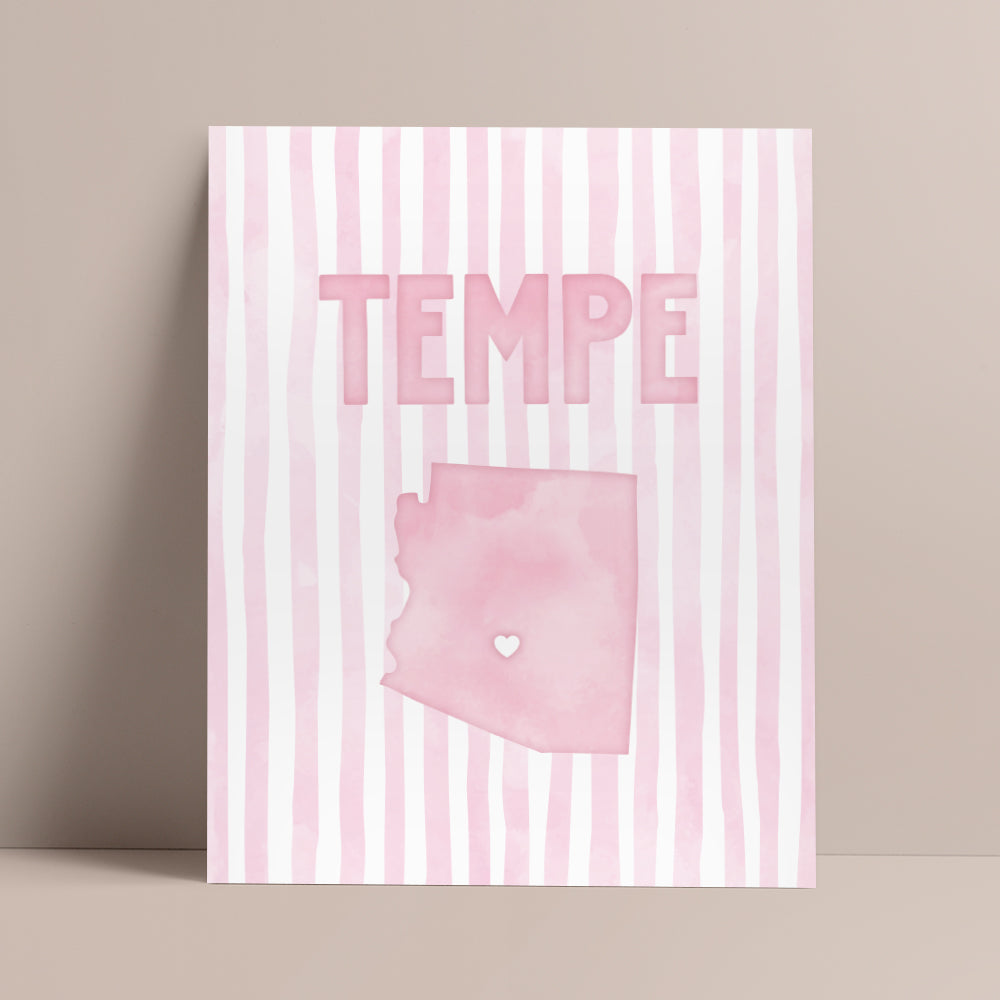 Tempe Arizona Poster · Tempe Pink Pastel Wall Art
