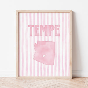 Tempe Arizona Poster · Tempe Pink Pastel Wall Art