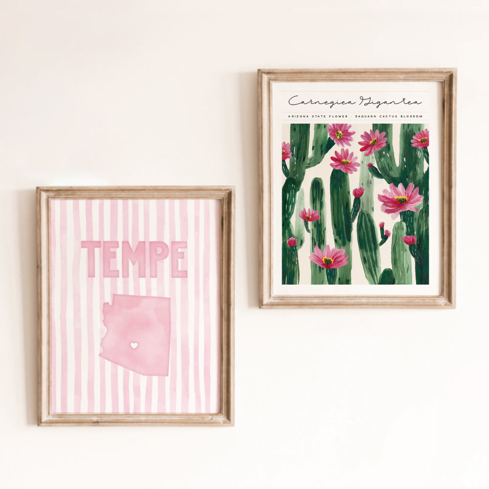 Tempe Arizona Poster · Tempe Pink Pastel Wall Art