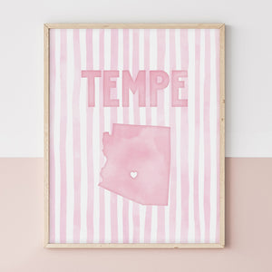 Tempe Arizona Poster · Tempe Pink Pastel Wall Art