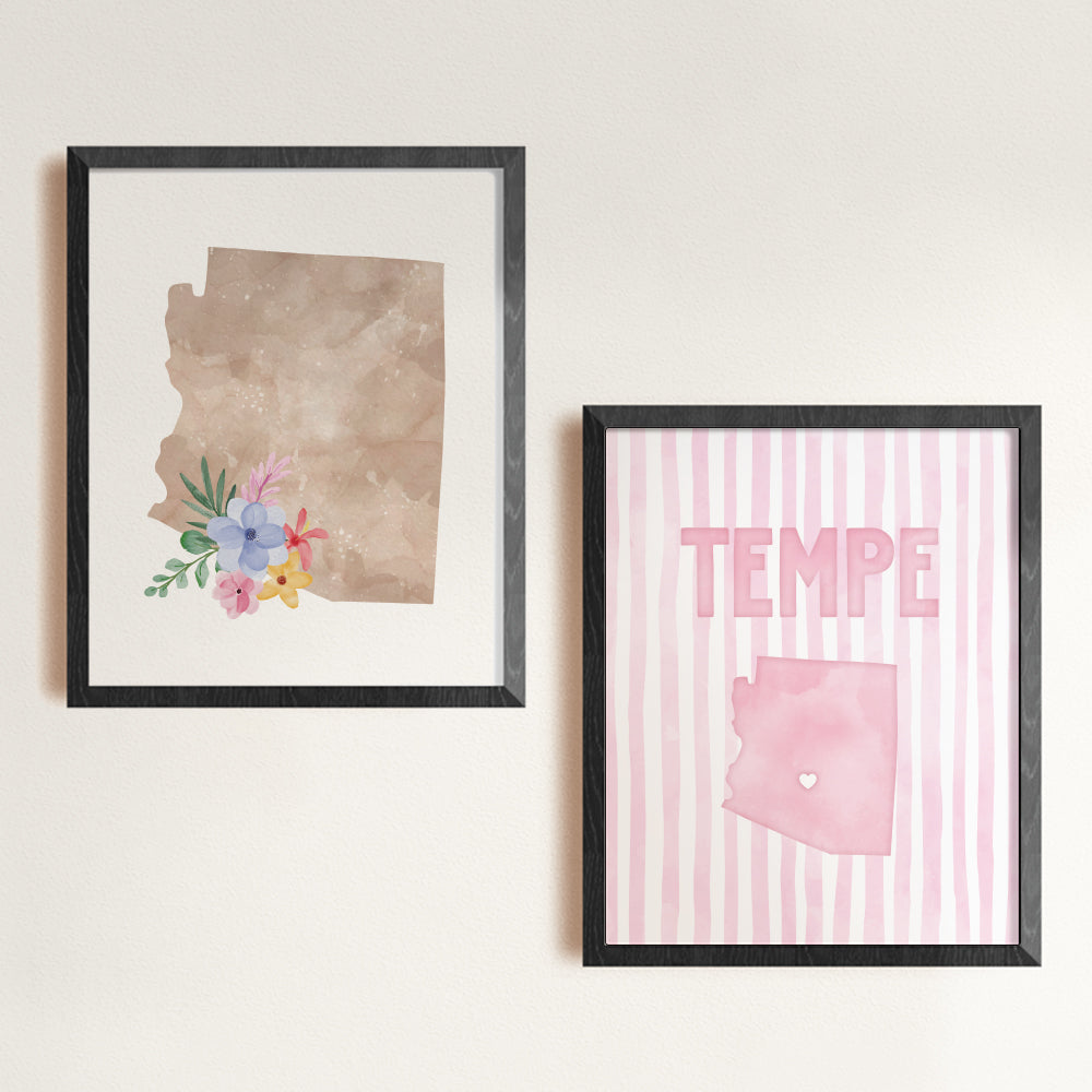 Tempe Arizona Poster · Tempe Pink Pastel Wall Art