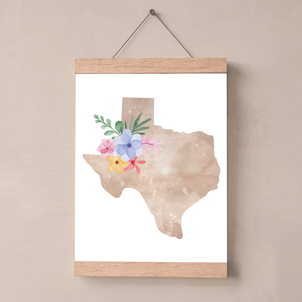 map of texas floral poster