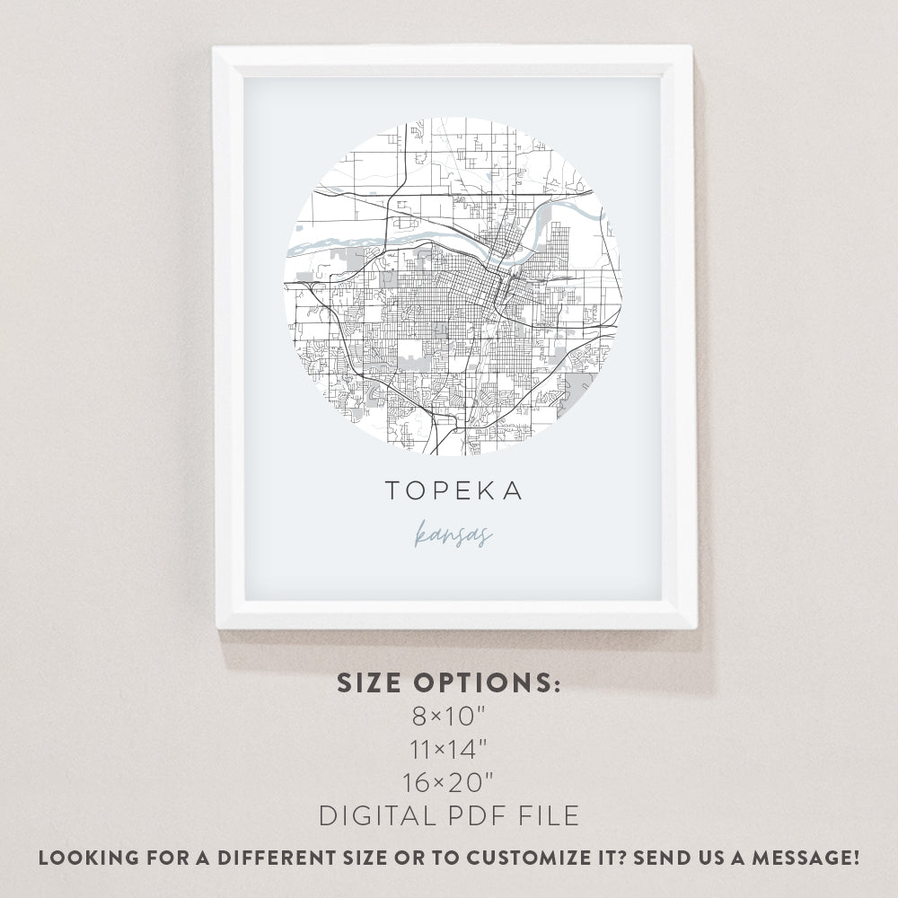 topeka kansas map poster
