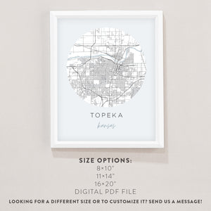 topeka kansas map poster