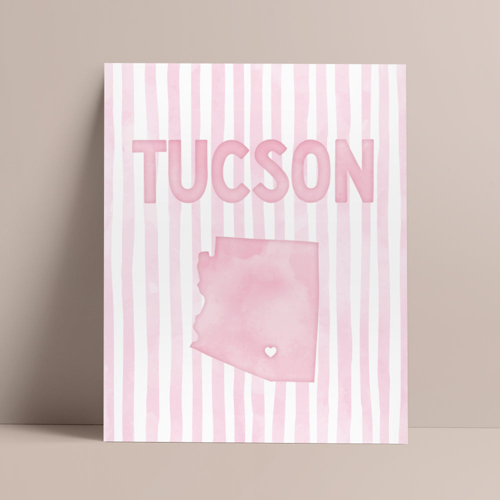 Tucson Arizona Poster · Tucson Pink Pastel Wall Art