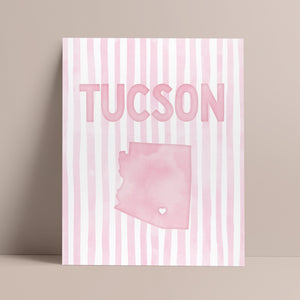 Tucson Arizona Poster · Tucson Pink Pastel Wall Art
