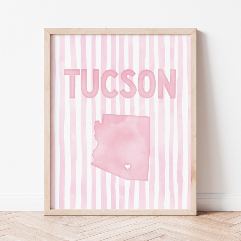Tucson Arizona Poster · Tucson Pink Pastel Wall Art