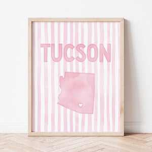 Tucson Arizona Poster · Tucson Pink Pastel Wall Art