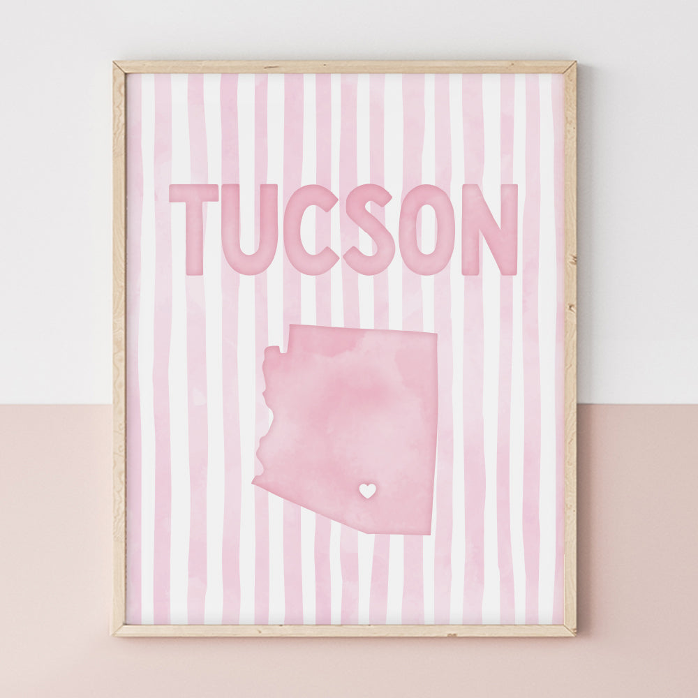 Tucson Arizona Poster · Tucson Pink Pastel Wall Art