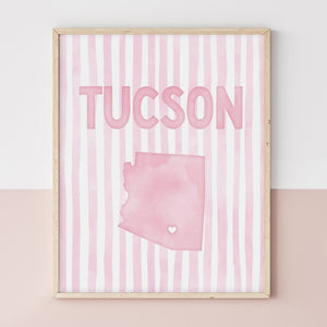 Tucson Arizona Poster · Tucson Pink Pastel Wall Art