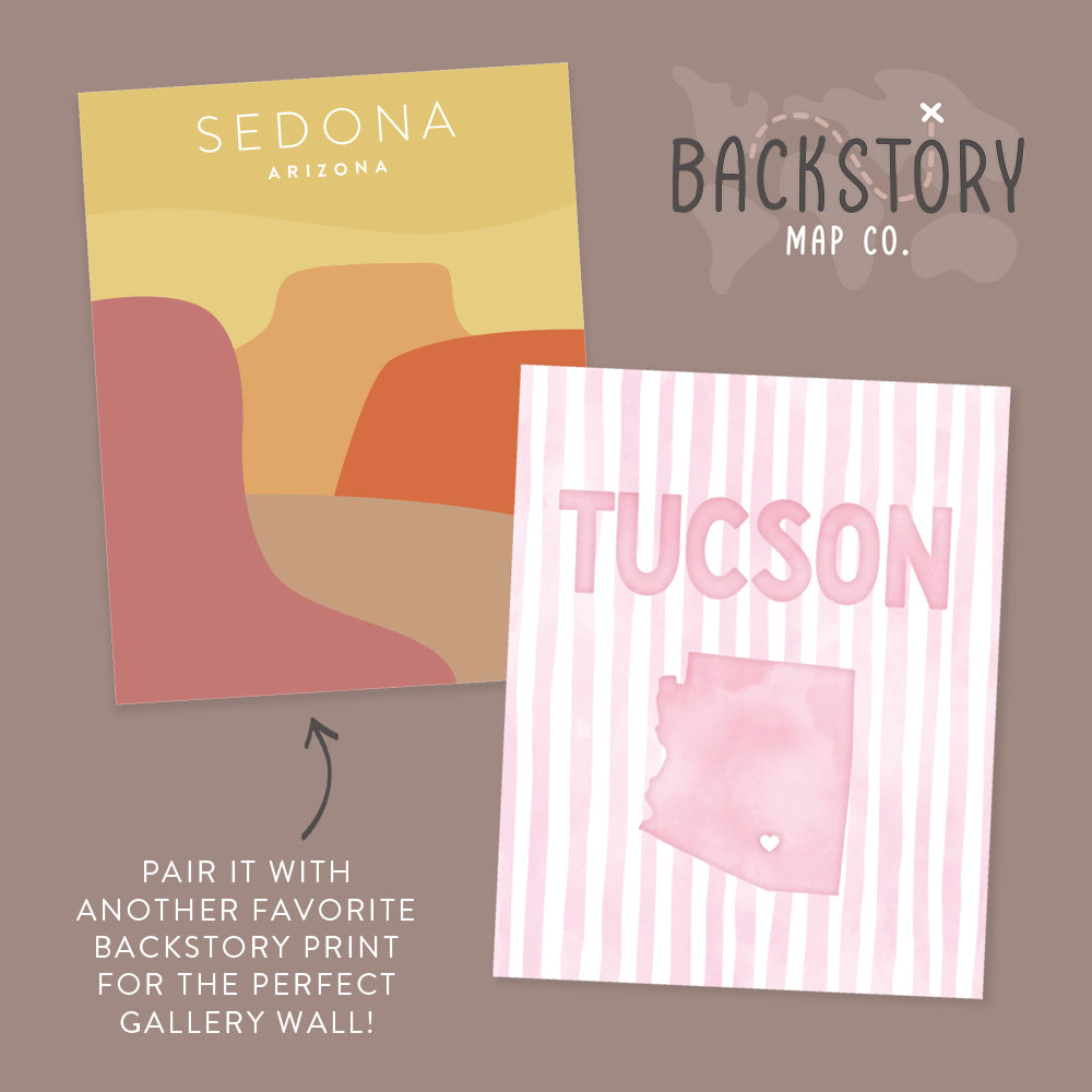 Tucson Arizona Poster · Tucson Pink Pastel Wall Art