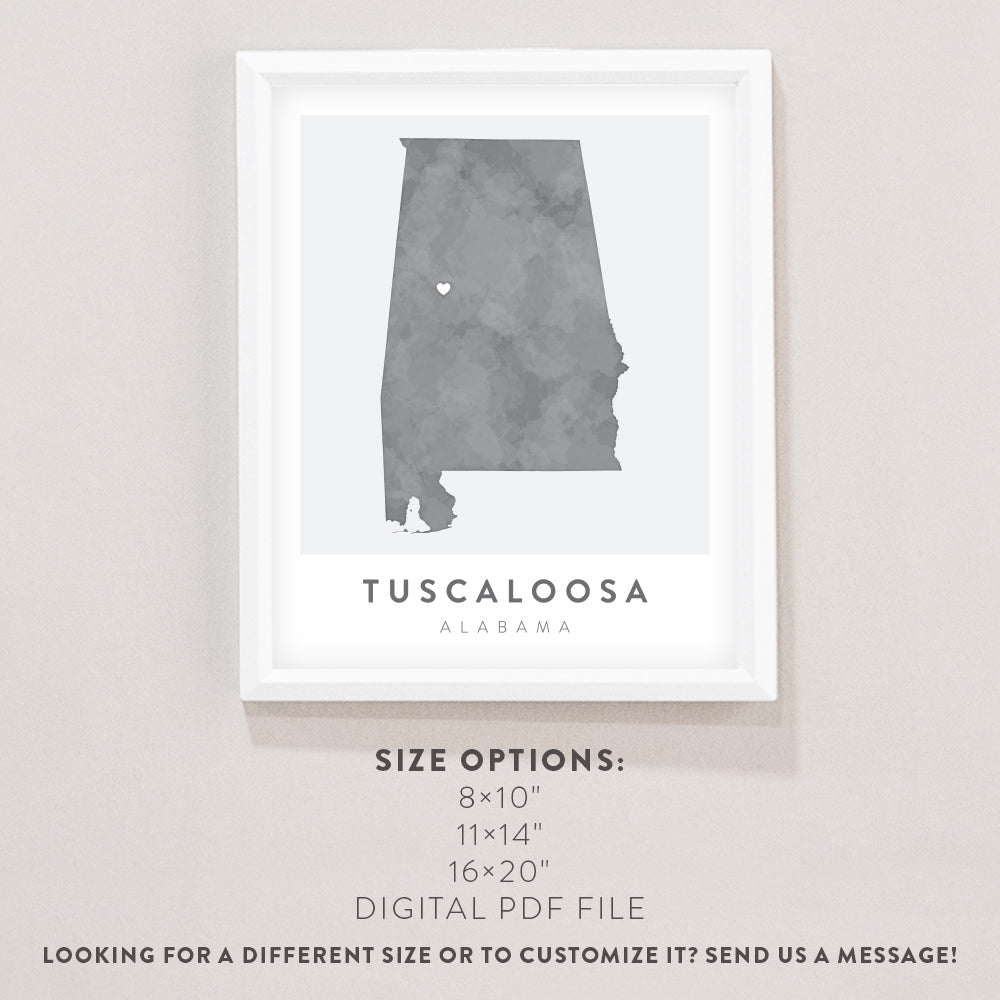 tuscaloosa map poster