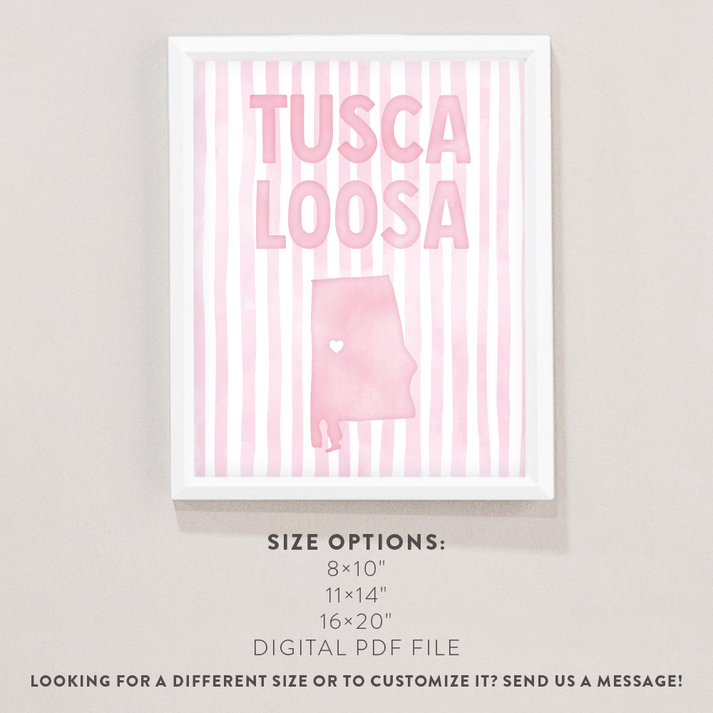 Tuscaloosa, Alabama Pink Pastel Poster