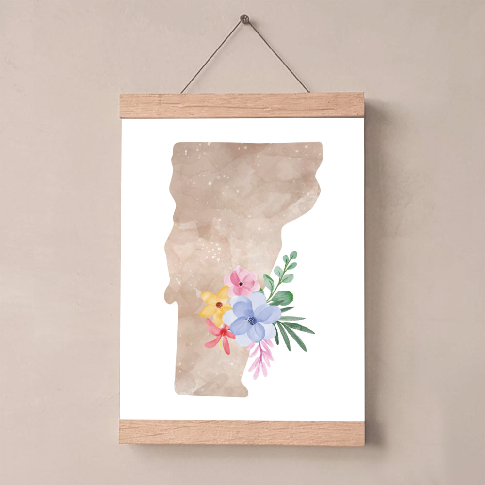 Vermont Floral Silhouette Art Print