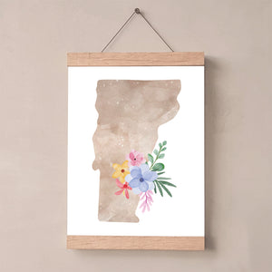 Vermont Floral Silhouette Art Print