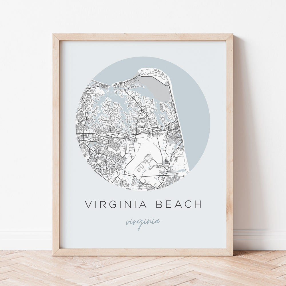virginia beach map poster