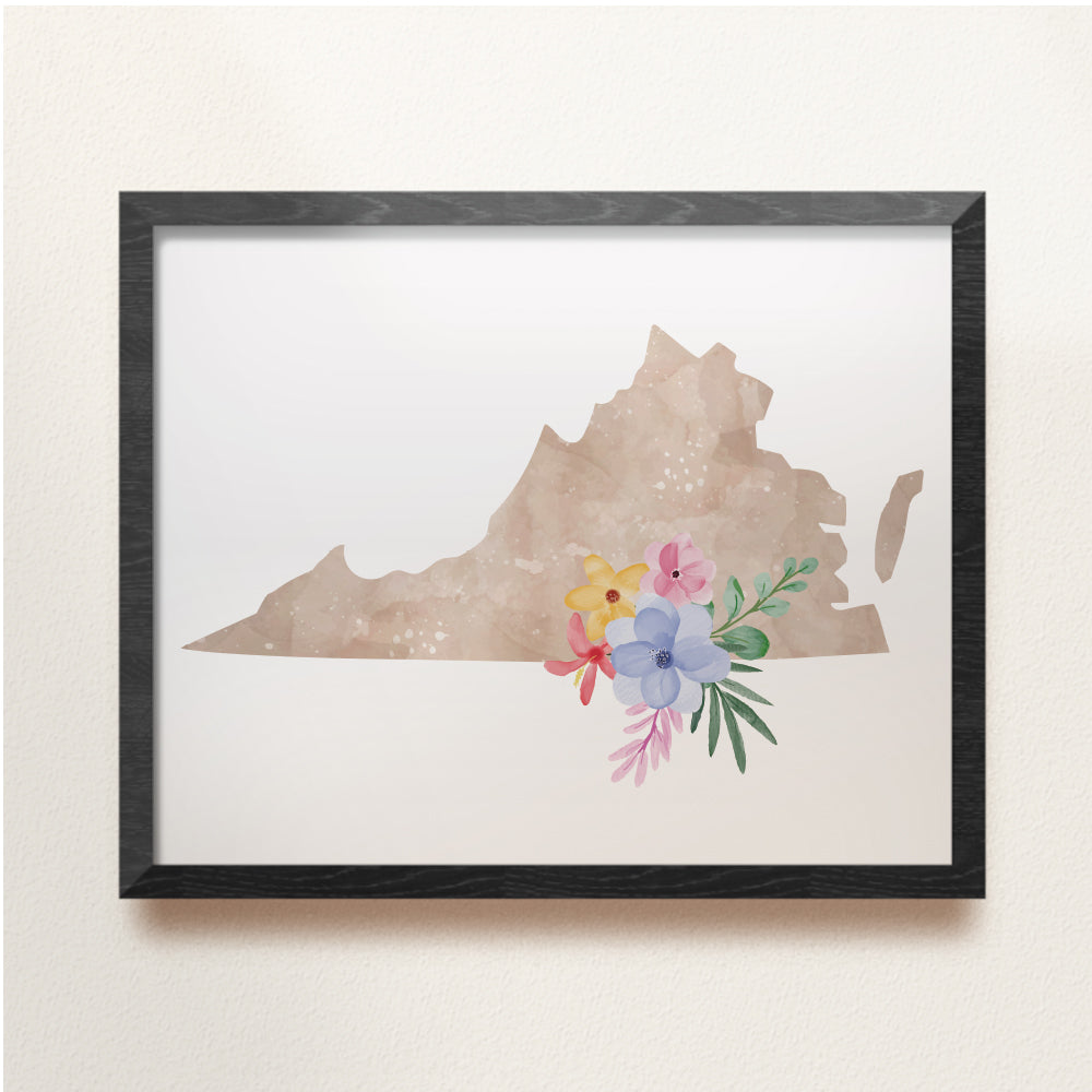 virginia map print