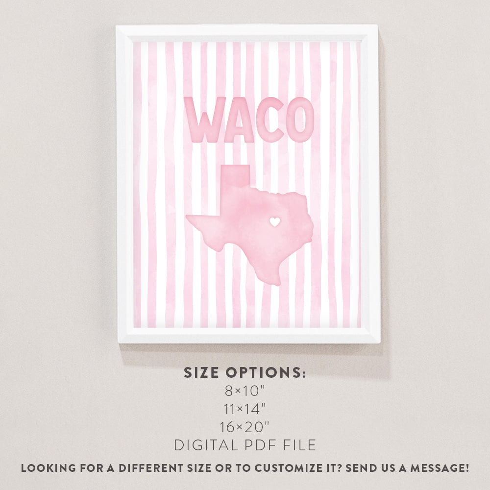 Waco, Texas Pink Pastel Poster