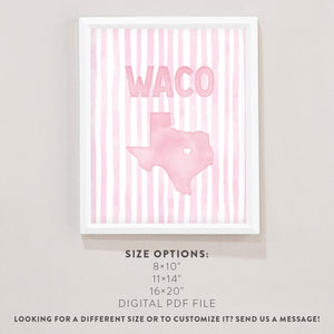 Waco, Texas Pink Pastel Poster