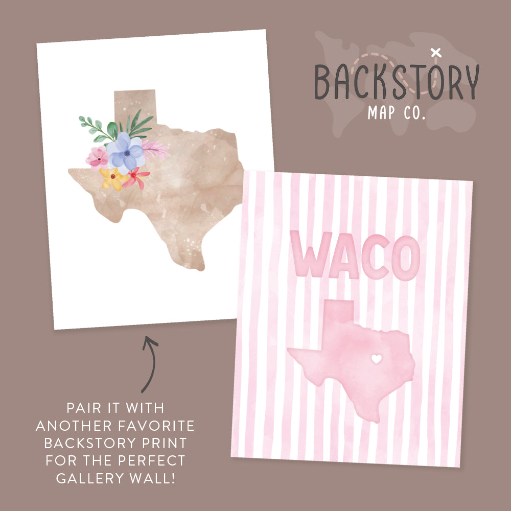 Waco, Texas Pink Pastel Poster
