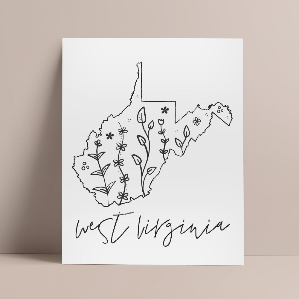 west virginia map poster