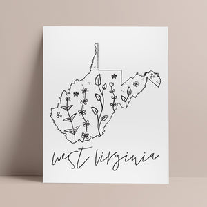 west virginia map poster