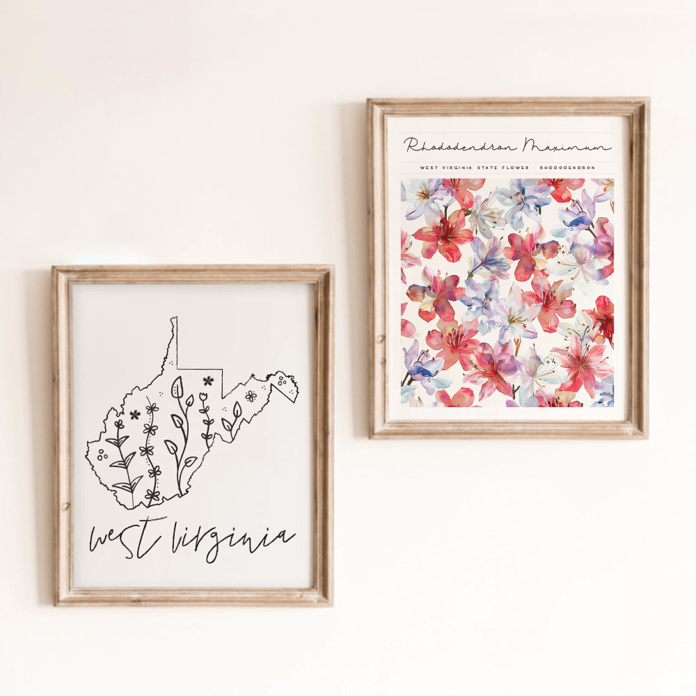 west virginia map wall art