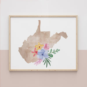 west virginia map poster